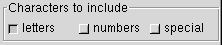 Character inclusion option.